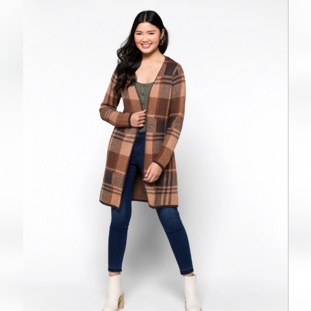 Fortune and Ivy Plaid Cardigan NWT